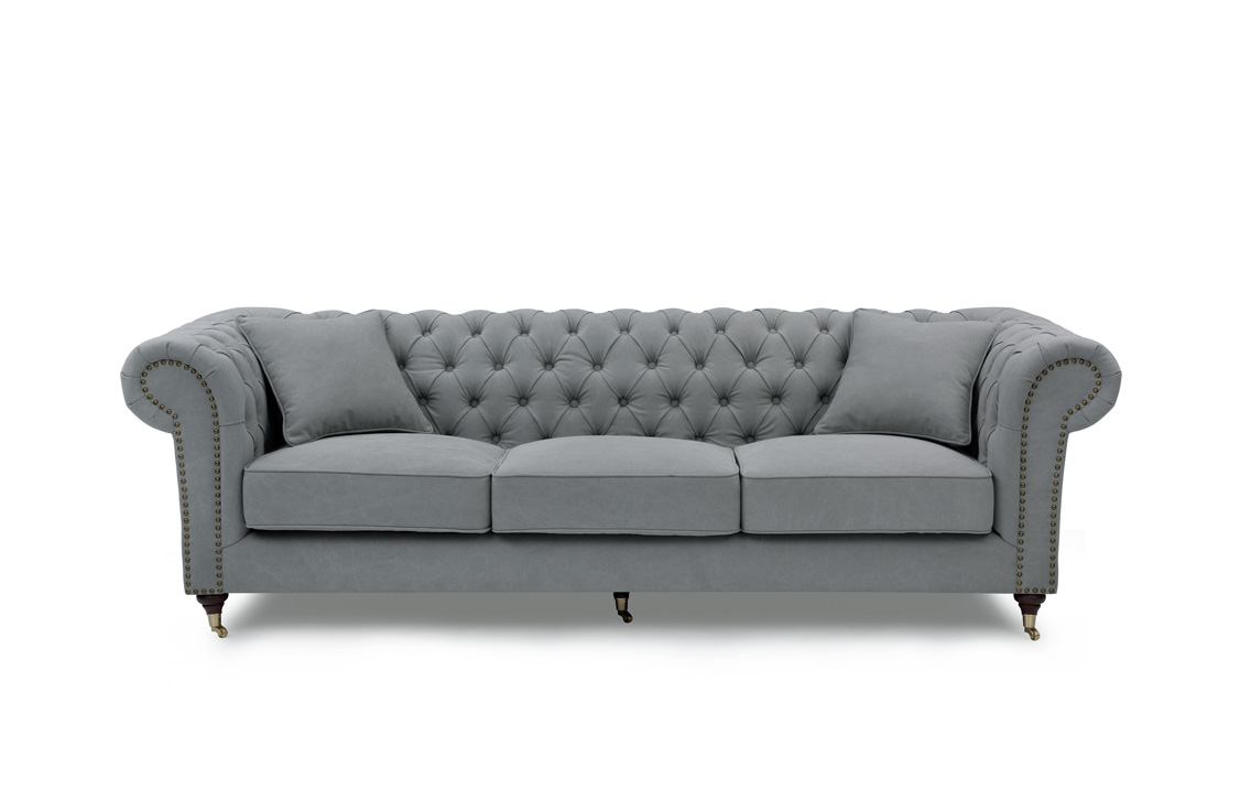 Chesterfield 3,5 Sits Grå - Tygsoffa