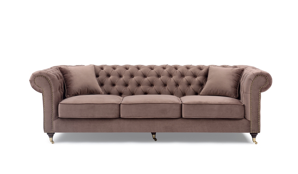 Chesterfield 3,5 Sits Sammet – Tygsoffa