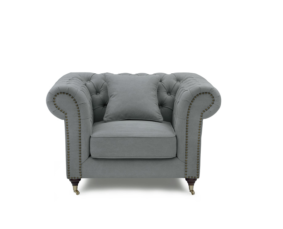 Chesterfield Fåtölj Grå - Tygsoffa