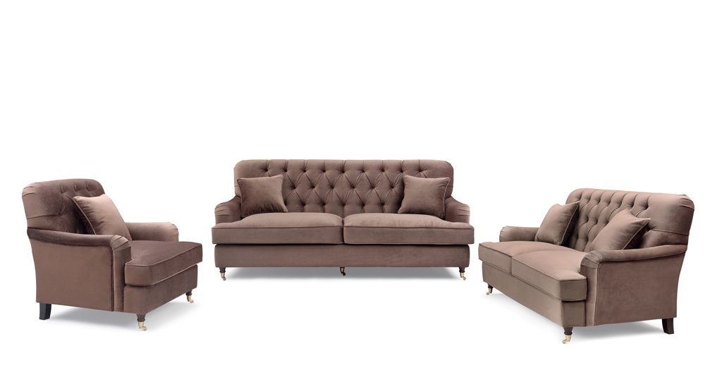 Howard Style 3,5 + 2,5 + 1 Brun Sammet – Tygsoffa