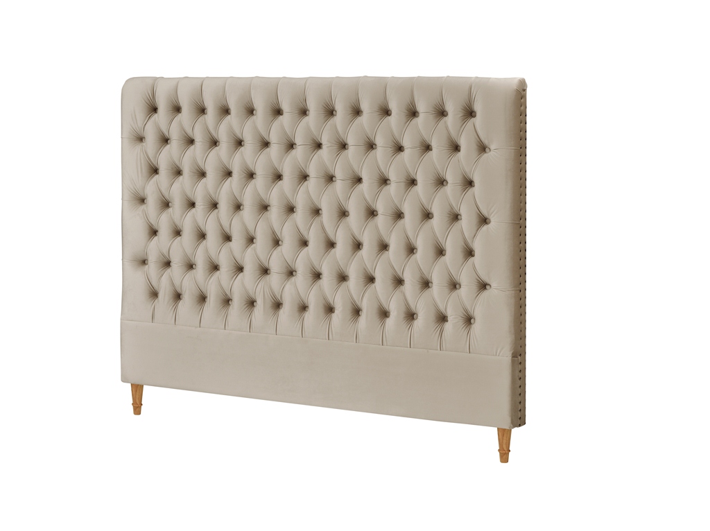 London Beige Sammet - Sänggavel