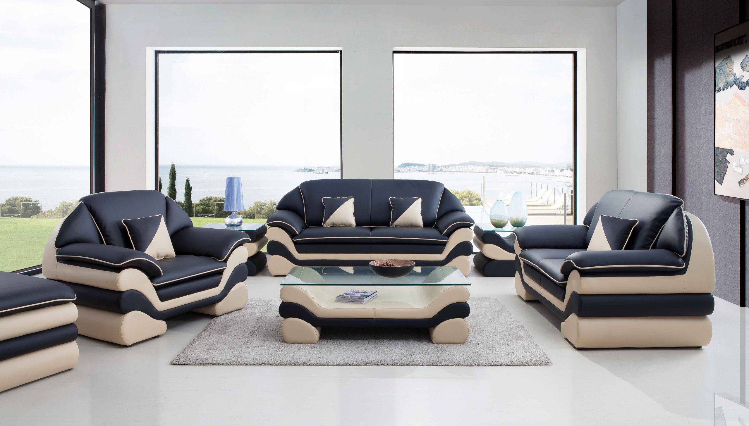 Miami Svart/Beige - Skinnsoffa