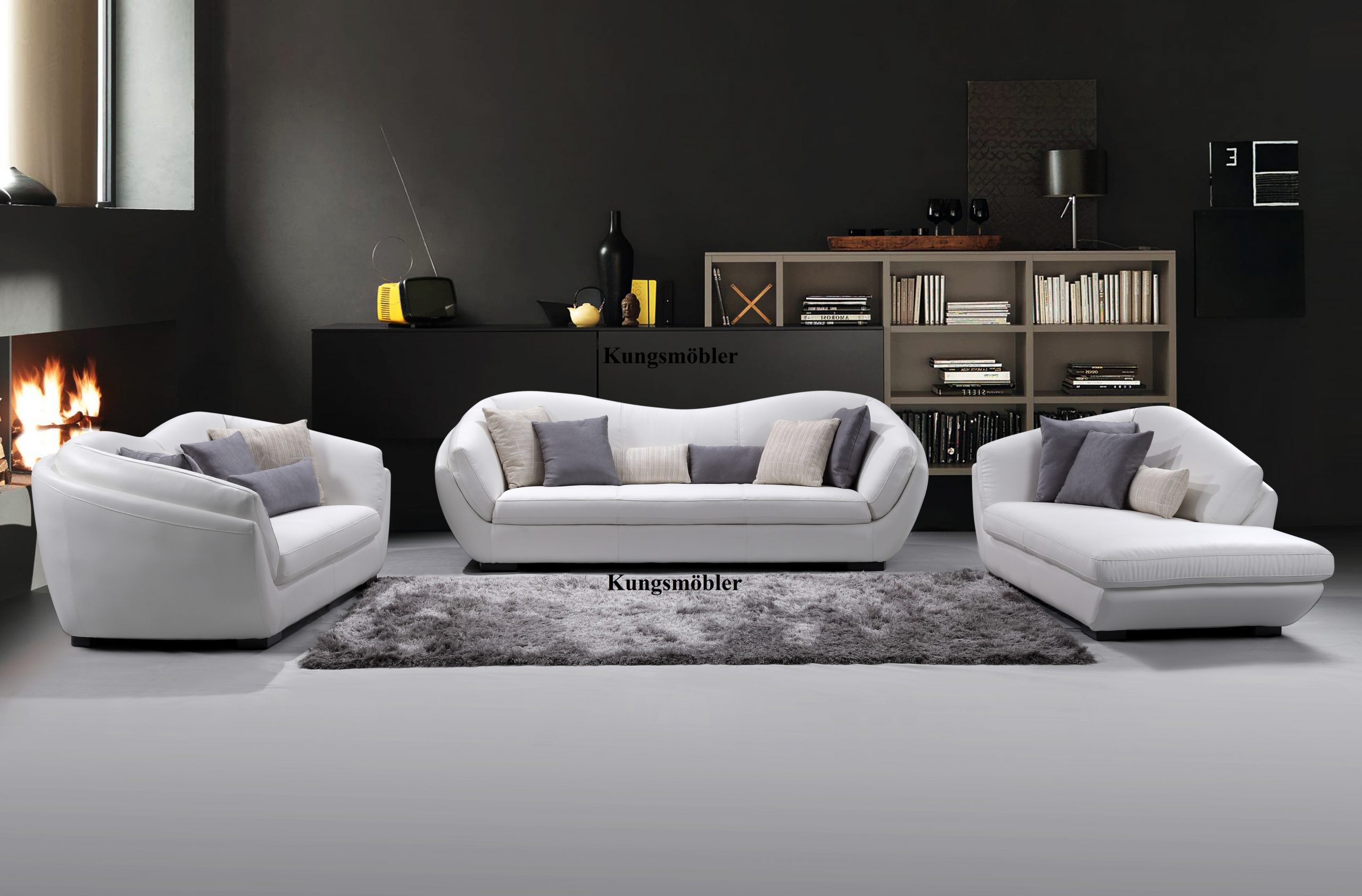 Monaco Vit - Skinnsoffa